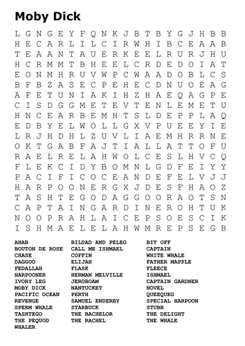 Moby Dick Word Search