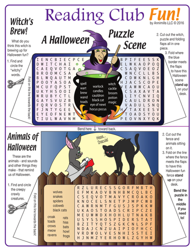 Cut-Out & Stand-Up Spooky Halloween Scene (4 Word Search Puzzles)