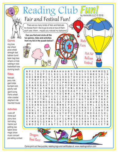 Fairs and Festivals Word Search Puzzle