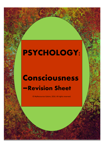 PSYCHOLOGY: Consciousness Revision Sheet