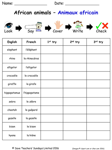 animals in french spelling worksheets 15 worksheets