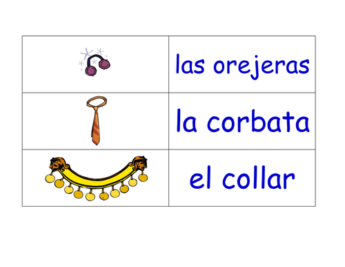 Clothes in Spanish Flashcards (36 Spanish Clothes Flash Cards)
