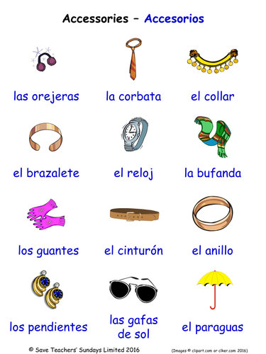 Clothes in Spanish Word Searches (3 Wordsearches)