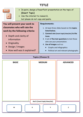 ICT Suite Presentation Lesson for ANY SUBJECT (Worksheet, peer AfL, with instructional PPT and AfL!)