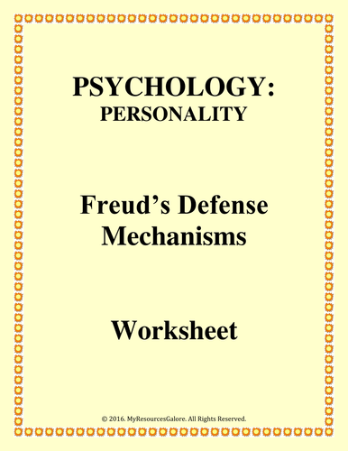 PSYCHOLOGY: Defense Mechanisms Worksheet