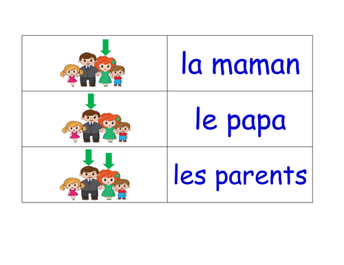 Family in French Flashcards (24 French Family Flash Cards)