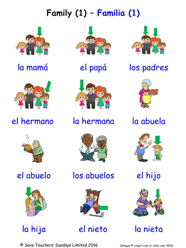 Family in Spanish Word Searches (2 Wordsearches)