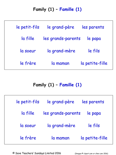 Family in French Worksheets (2 Labelling Worksheets)