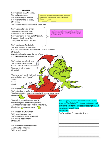 The Grinch Christmas Poetry Lesson
