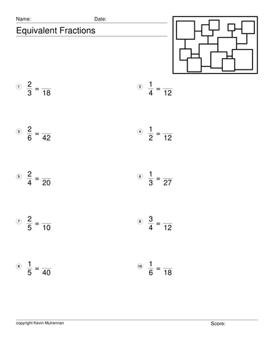 equivalent fractions 100 worksheets with answers maths by auntieannie