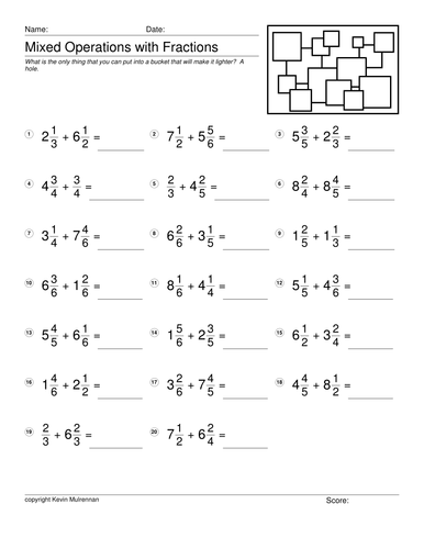 Mixed Fractions Questions 100 Worksheets Maths | Teaching Resources