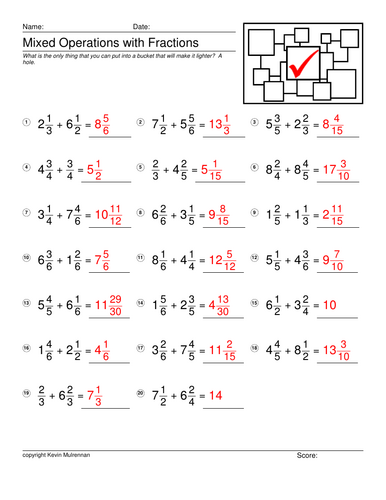 Mixed Fractions Questions 100 Worksheets Maths | Teaching Resources