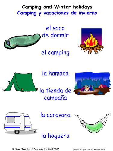 Holidays in Spanish Activities (2 pages covering 24 Spanish Holiday words)