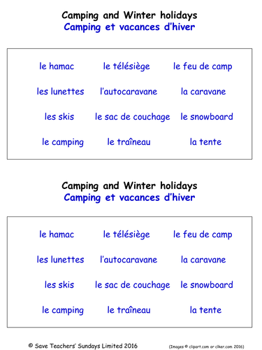 Holidays in French Worksheets (2 Labelling Worksheets)