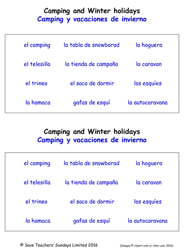 Holidays in Spanish Worksheets (2 Labelling Worksheets)