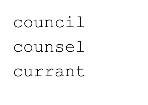 Harder Homophone Cards - Year 5 and 6