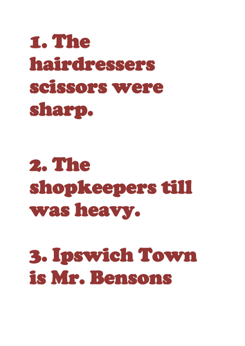 Possessive Apostrophe Activity