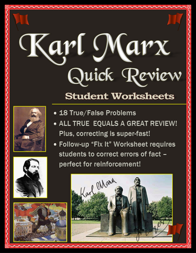Karl Marx Worksheet Pack -- True/False and Fix-it Worksheets -- Fast and Fun!