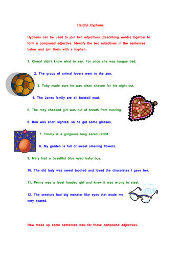 Hyphens Worksheet