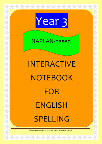 NAPLAN: Year 3 Interactive Notebook for English Spelling & Vocabulary