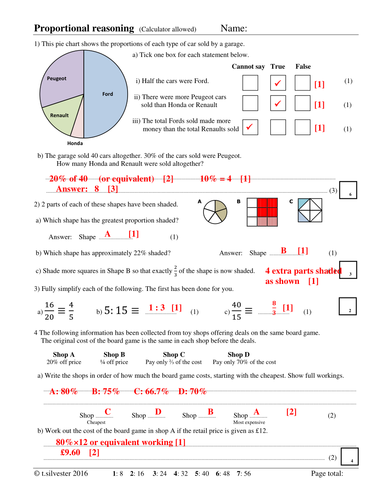 Ratio and Proportion homework or revision resource