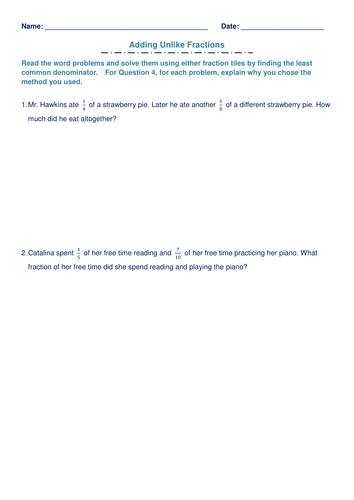 Maths: Adding Unlike Fractions