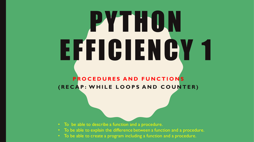 Python Efficiency - Procedures and Functions Introduction