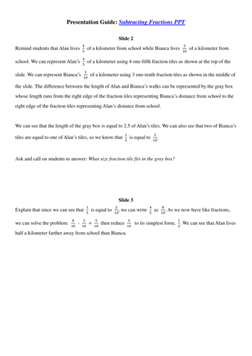 Maths: Subtracting Fractions