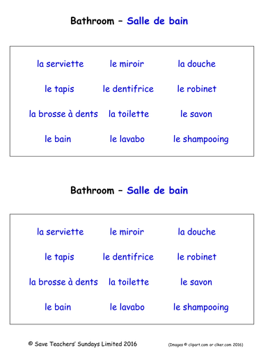 Home in French Worksheets (7 Labelling Worksheets)
