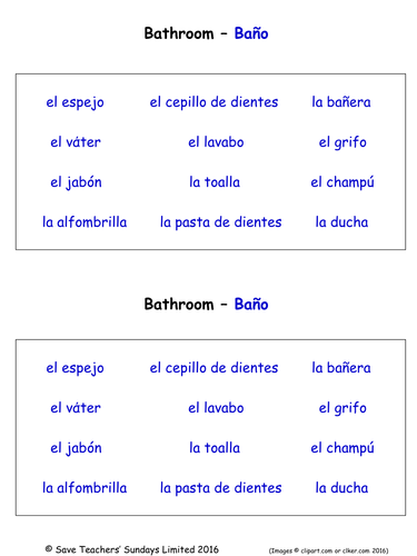 Home in Spanish Worksheets (7 Labelling Worksheets)