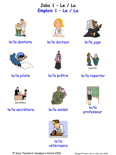 Jobs in French Word Searches (10 Wordsearches)
