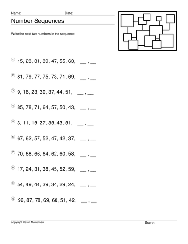 number sequences maths 100 worksheets with answers by