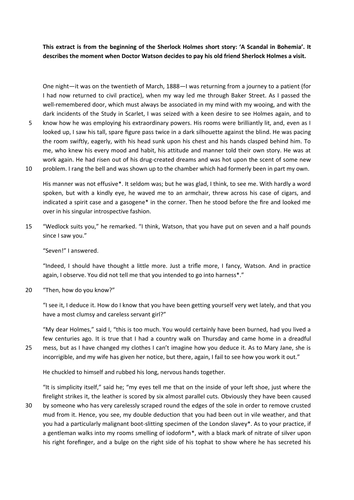 Sherlock Holmes KS3 Reading Assessment (GCSE 9 - 1 style)