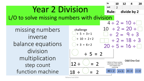Year 2 Division including missing numbers