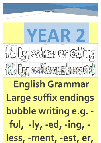 Year 2 SPAG Suffix Endings Display