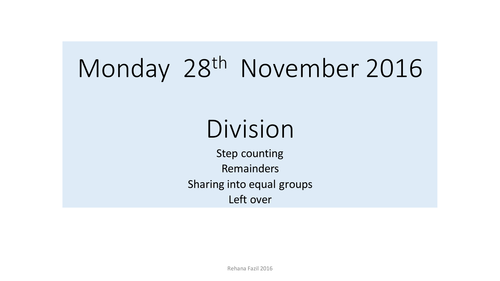 Year 2 Division by step counting and reasoning