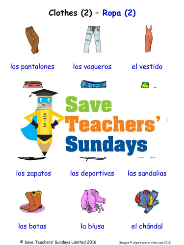 Clothes in Spanish Worksheets, Games, Activities and Flash Cards (with audio) (2)