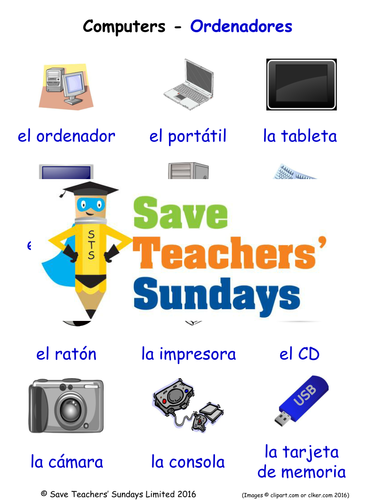 Computers in Spanish Worksheets, Games, Activities and Flash Cards ...