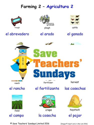 Farming in Spanish Worksheets, Games, Activities and Flash Cards (with audio) (2)