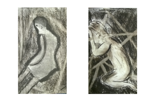 Chalk Charcoal Human Figure  (Terence Stevens-Prior 'The Fractured Darkness of Man IV')