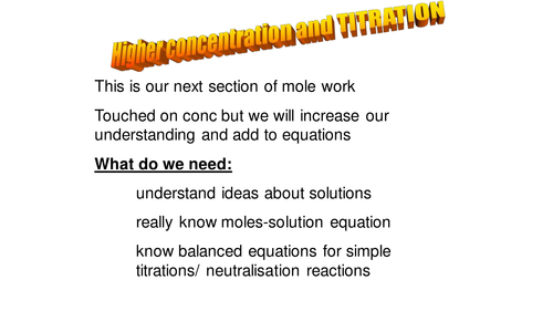 NEW GCSE AQA/OCR linked work on MOLES and concentration and titration work