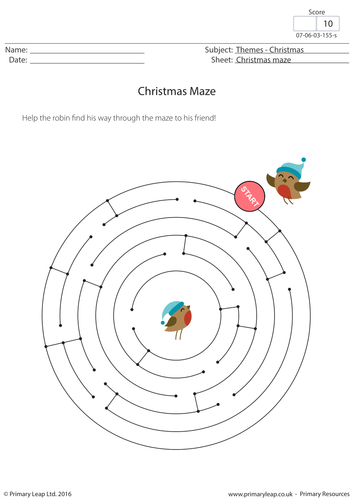 Christmas Maze Worksheet