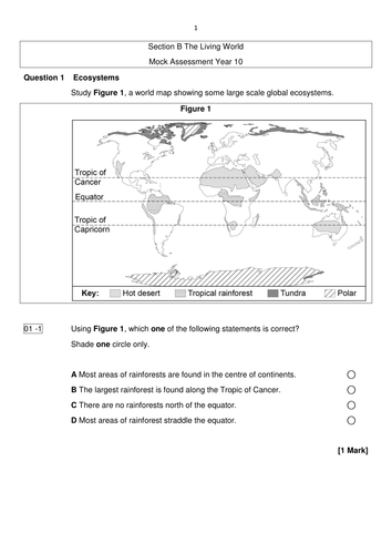 New AQA GCSE Assessment- Ecosystems and Tropical Rainforests