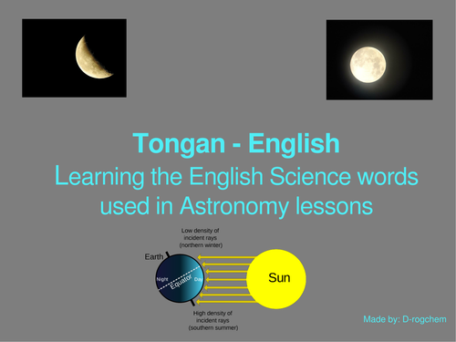Science: Tongan - The English words used in Astronomy lessons