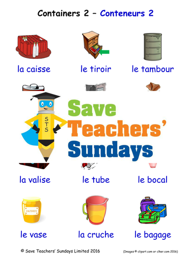 Containers in French Worksheets, Games, Activities and Flash Cards (with audio) (2)