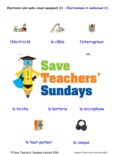 Electronics & Audio Visual Equipment in French Worksheets, Games & More (with audio) (1)
