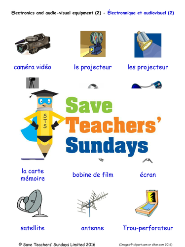 Electronics & Audio Visual Equipment in French Worksheets, Games & More (with audio) (2)