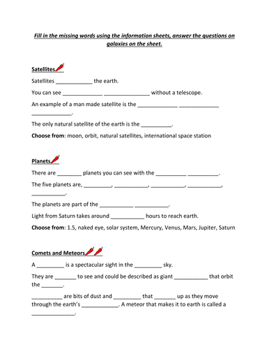 Night Sky Worksheet
