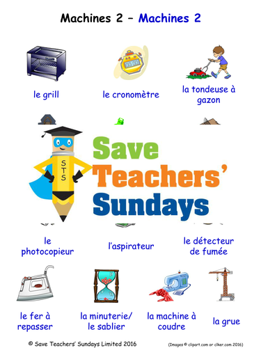 Machines in French Worksheets, Games, Activities and Flash Cards (with audio) (2)