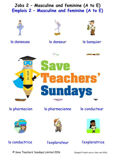 Jobs (A to E) in French Worksheets, Games, Activities and Flash Cards ...
